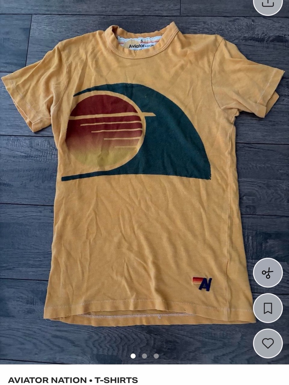 Aviator Nation Kids Yellow Tee with Sunset Wave Graphic